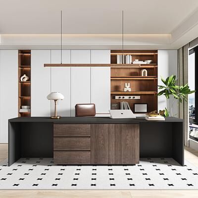 Unbrand 135'' Modern Home Office Expandable Dresser Desk with Storage Drawers and Cabinet