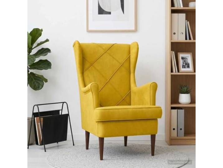 YUTAASU Yellow Velvet Lounge Chair with Metal Wood Frame Minimalist Design, Removable Cushion, Easy Assembly, Easy Care for Living Room