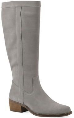 Women's Altitude Wide Calf Tall Shaft Boot by White Mountain in Light Grey Suede (Size 8 M)