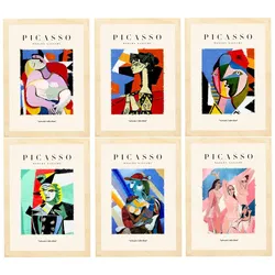 POSTER Set Mit 6 Illustrationen Von Pablo Picasso Körper A3 Rahmen Aus Hellem Holz