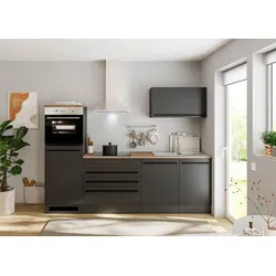 Küchenblock Jazz mit Geräten ca. 260 cm Schwarz