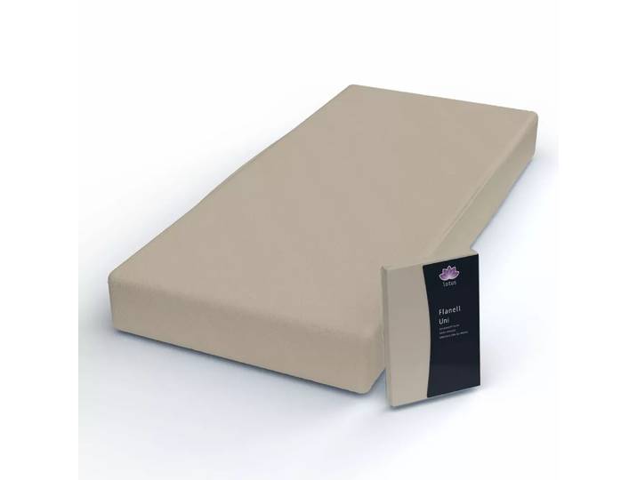 Lotus Bettwaren - Flanell Spannbetttuch, 180x200 cm, Taupe