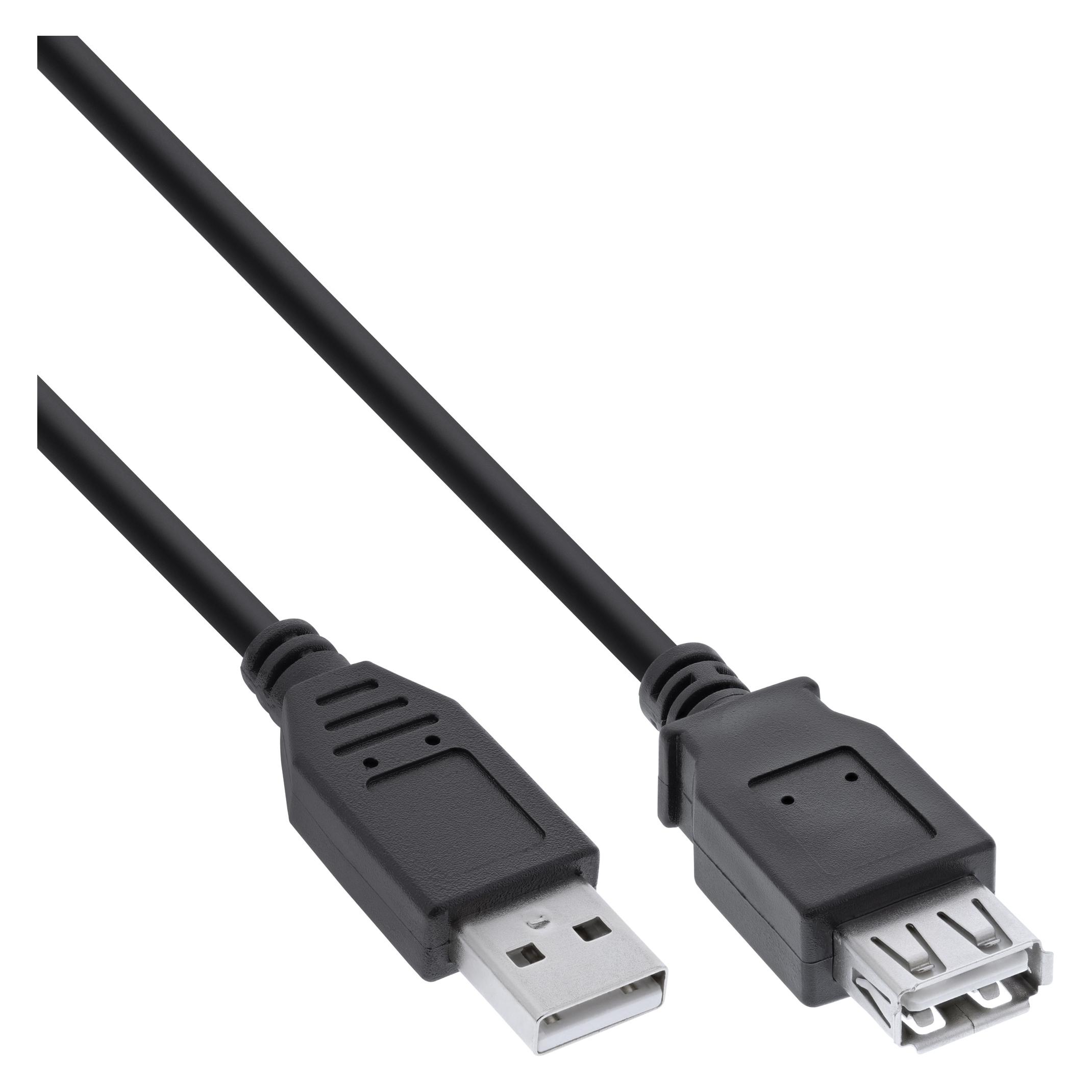 InLine 100er B-Pack USB 2.0 Verlängerung, USB-A Stecker/Buchse, schwarz, 1m (1 m, USB 2.0) (B-34610B)