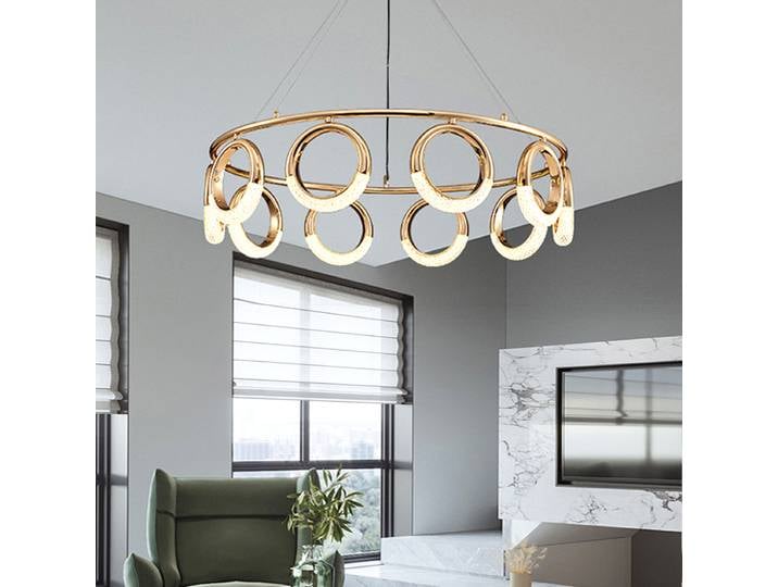 Anneau en or pendentif LED lumières postmodernes lampes suspendues lampes circulaires minimalistes lampe à suspension de plafond de salle de créateur créative