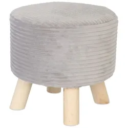 Relaxdays Hocker Cord Grau,Hellbraun