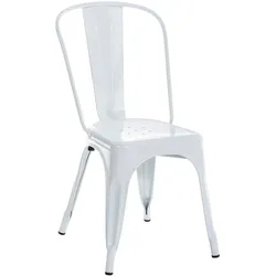CLP Stapelstuhl Metall mit Lehne Benedikt, Bistrostuhl stapelbar für Gastronomie und Küche, Design-Stuhl robust belastbar bis 200 kg