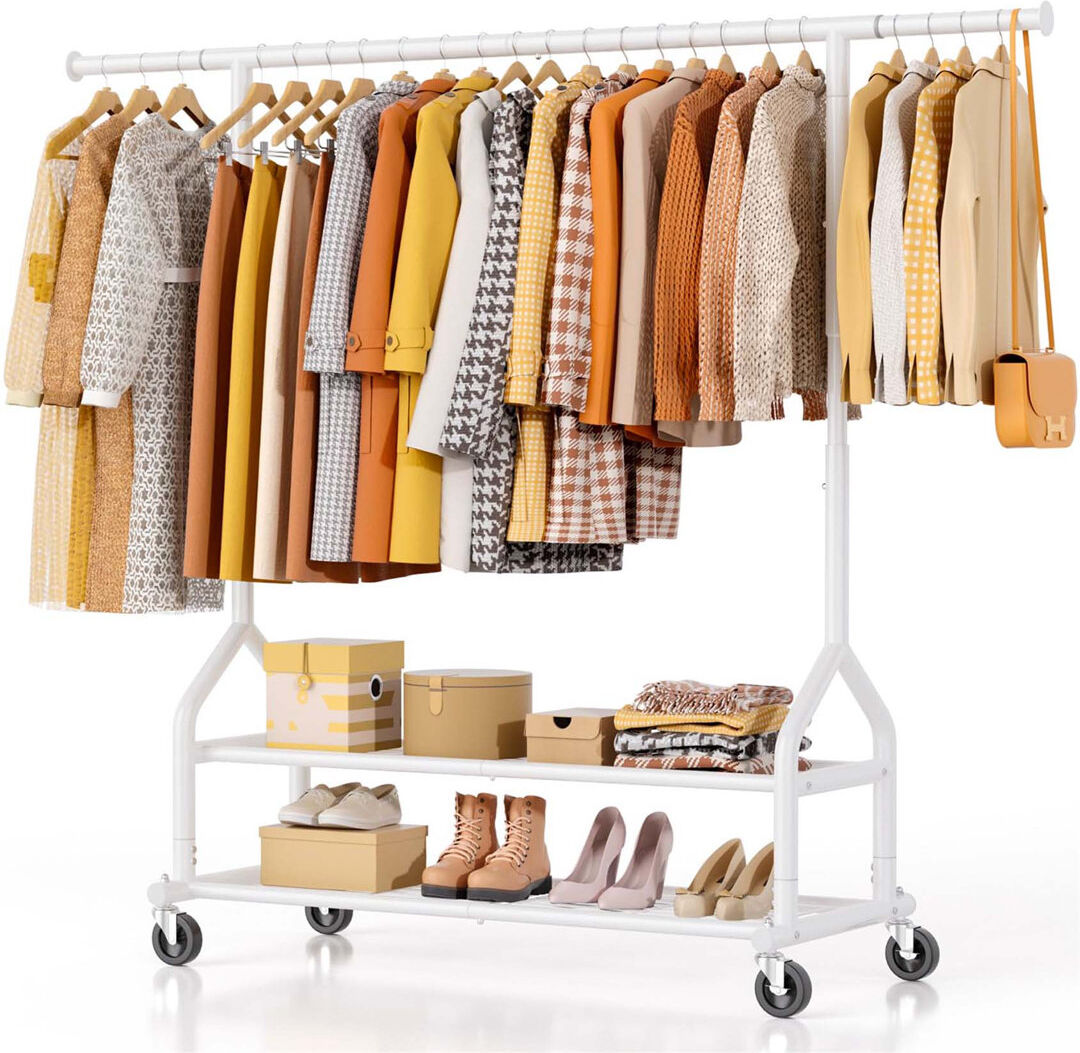Rebrilliant Bonville Adjustable Rolling Clothing Rack White