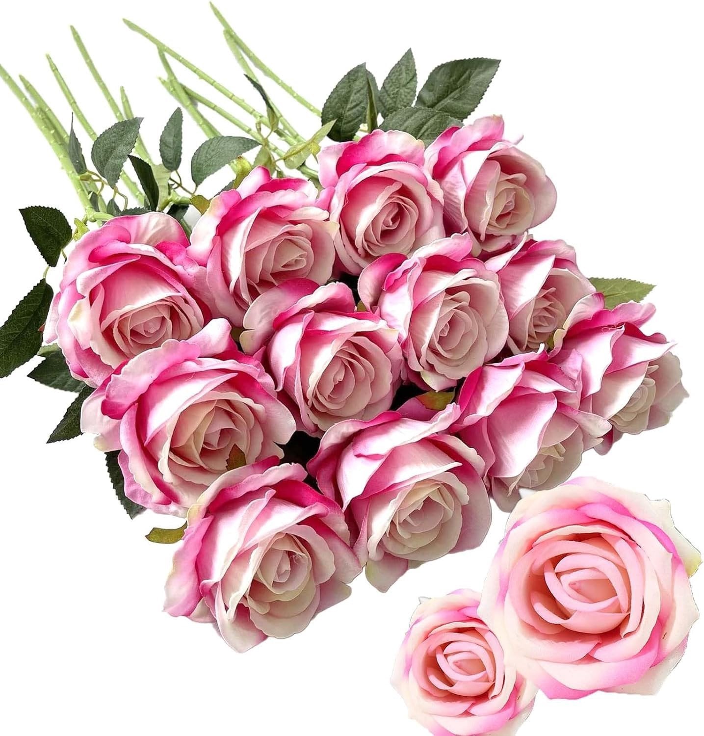 12 Stuks Kunstbloemen voor Decoratie, Roze, 52 cm Lange Stelen