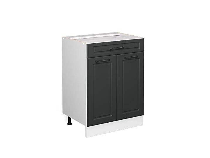Vicco Küchenunterschrank R-Line, Anthrazit Landhaus, 60 cm MDF-Front · Ohne Arbeitsplatte · Höhenverst. Füße · 2 Türen · Leichter Zugriff