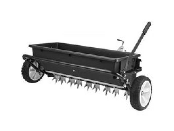 VEVOR Anhänger Rasenlüfter 81 cm Streubreite, Streuwagen mit Universalkupplung, Gartensämaschine & Bodenbelüfter mit 45 kg Kapazität & 10 Zoll Rädern, Vertikutierer für ATVs & UTVs