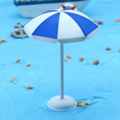 Uplift Essentials Miniature Beach Sun Umbrella Dollhouse Micro Landscape Prop Ocean DIY Decor & Baking Cake Topper Accessory blue l