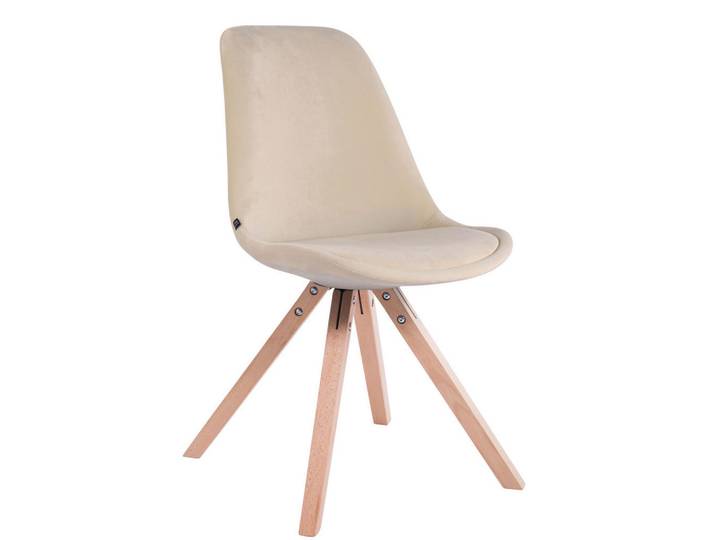 CLP Stuhl Samt Creme, Holz, 48x84x56 cm, Esszimmer, Stuhl