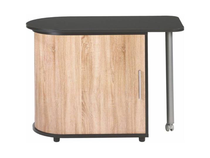 Bureau Informatique - Chêne Naturel - Noir - Table Pivotante 360° - Meuble de Rangement - Design Contemporain