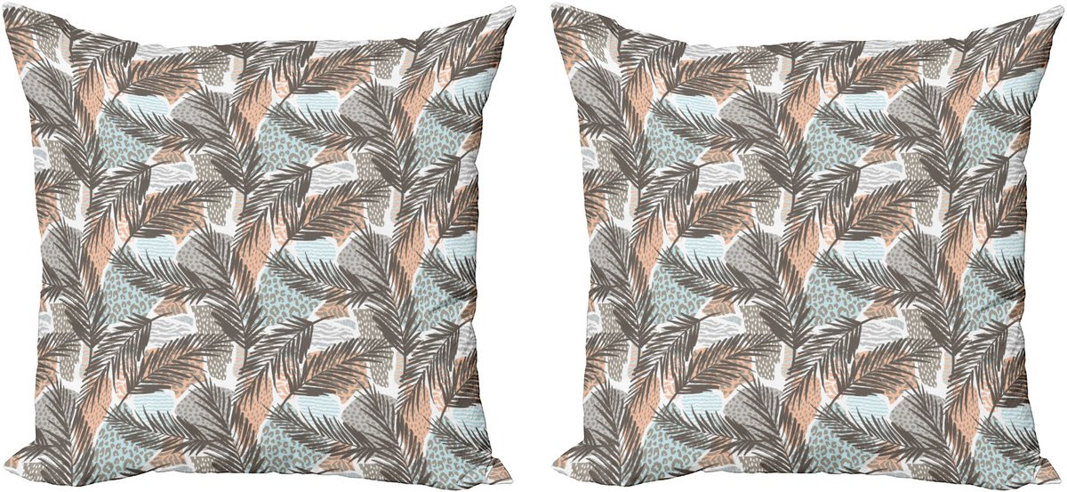 ABAKUHAUS Tropische decoratieve kussenhoezen, 2-pack, modern accent, dubbelzijdige digitale print, meerkleurig, 50 x 50 cm