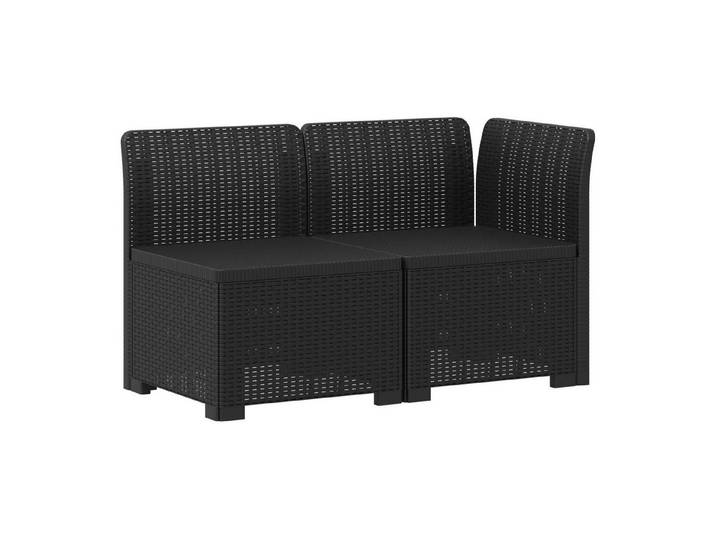 vidaXL Sofaelement 2-Sitzer Garten-Sofa Rattan-Look 2-Sitzer PP Anthrazit