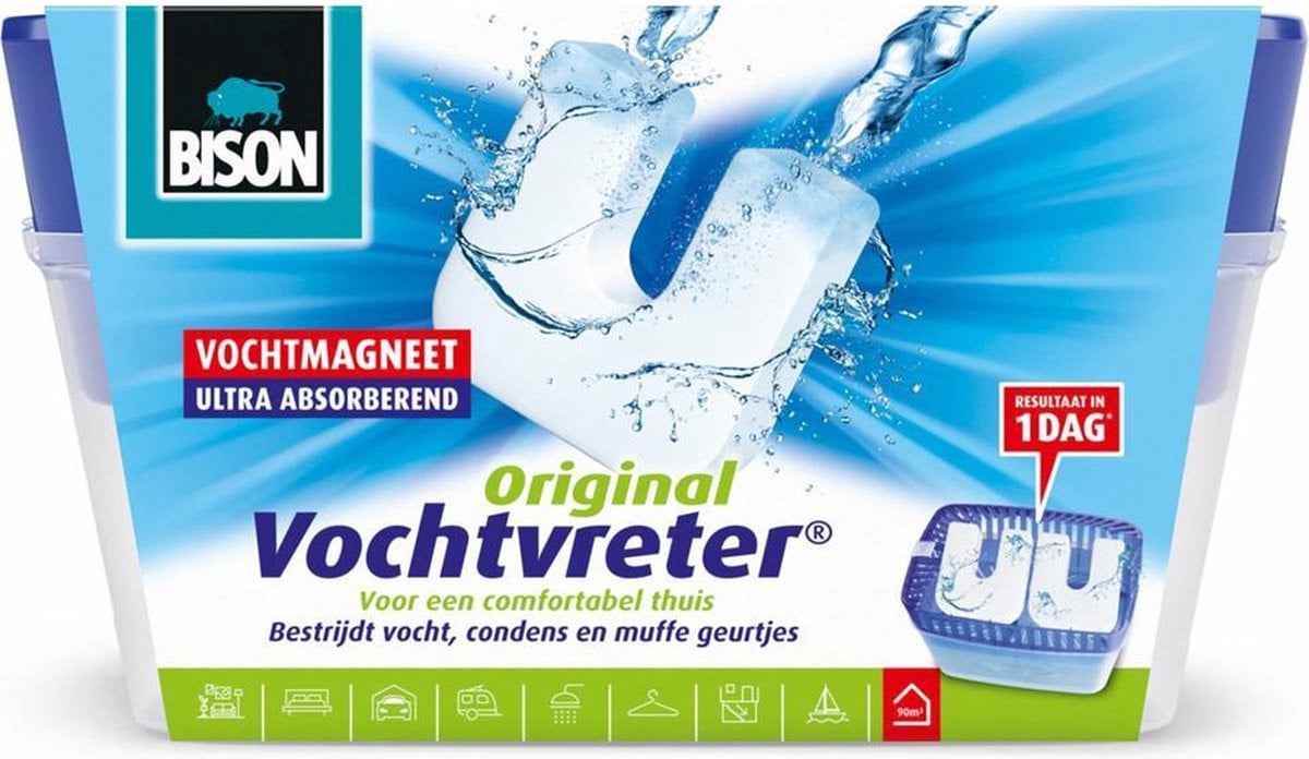 Bison Vochtvreter Original luchtontvochtiger tegen vocht en schimmel, 900 g, wit