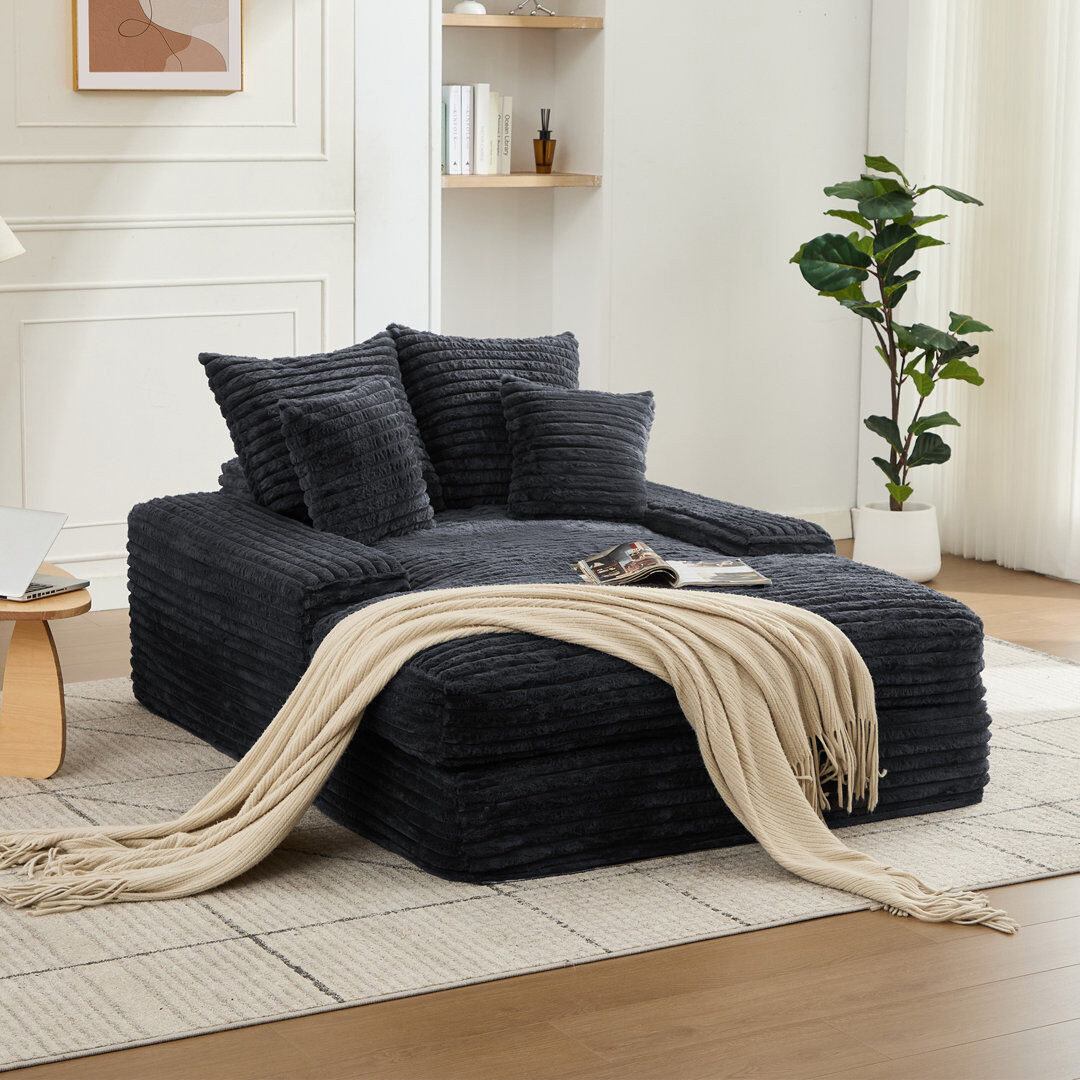 Brayden Studio Upholstered Chaise Lounge Grey 63cm H X 137cm W X 175cm L