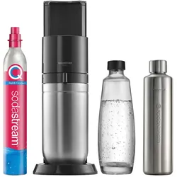 DUO Wassersprudler titan, Bundle (1x Glasfl. 1L + 1x Metal 0,8L, DWS, 1x QC)