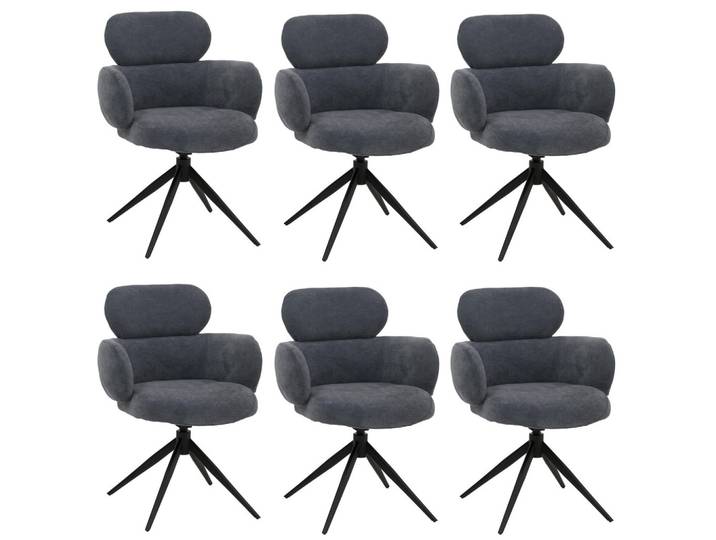ESSZIMMERSTUHL Grau, Blau 6er-Set