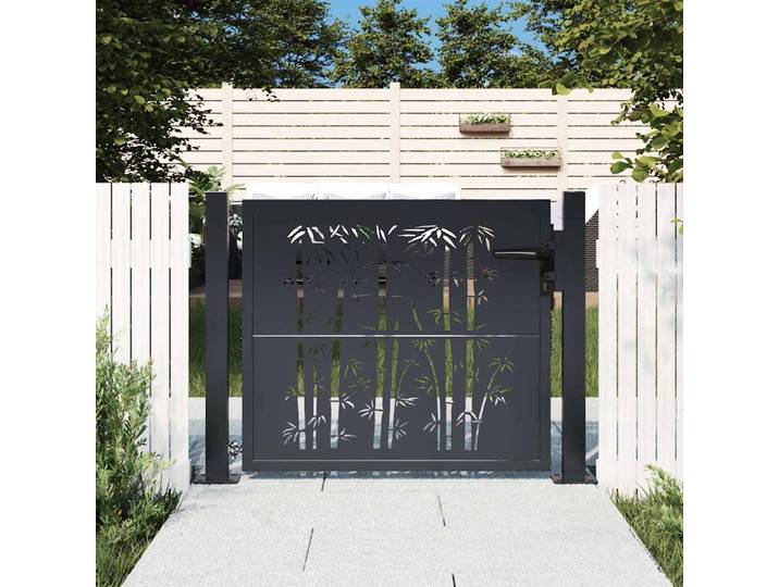 vidaXL Gartentor Anthrazit 100x100 cm Stahl Bambus-Design