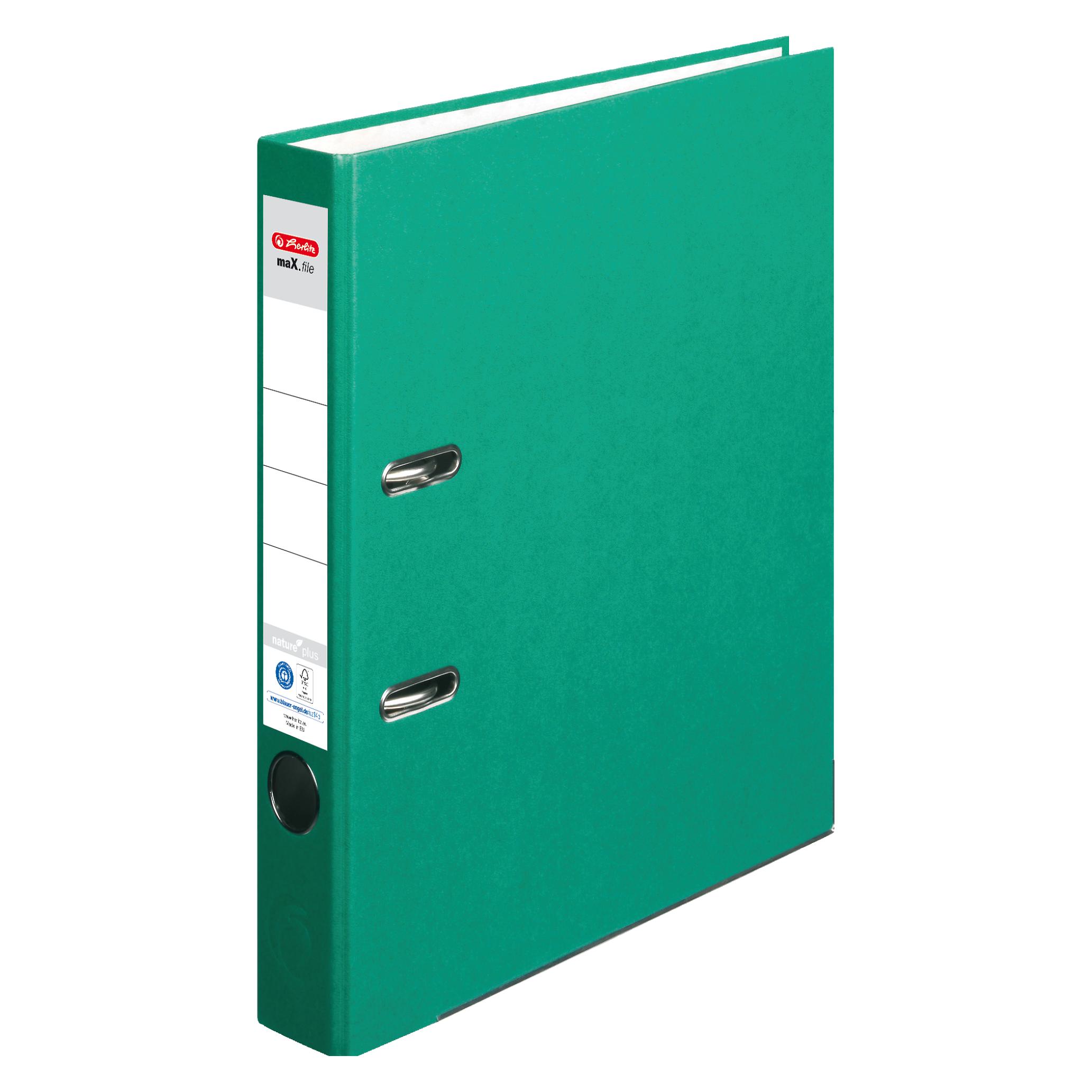 Herlitz Recycolor Ordner S 50, Rückenbreite: 50 mm, grün Kantenschutz, Spezial-Kraftpapierbezug, wischfest (A4, 50 mm, 1 Stk.) (10841666)