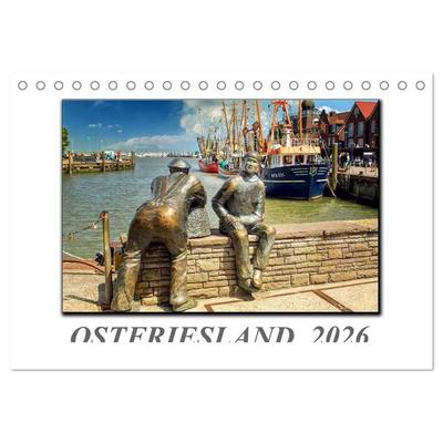 Ostfriesland - die bezaubernden alten Häfen (Tischkalender 2026 DIN A5 quer), CALVENDO Monatskalender