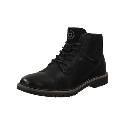 Schnürstiefelette BUGATTI "bugatti Stiefelette Leder", Herren, Gr. 45, schwarz, Leder, Schuhe Schnürstiefelette