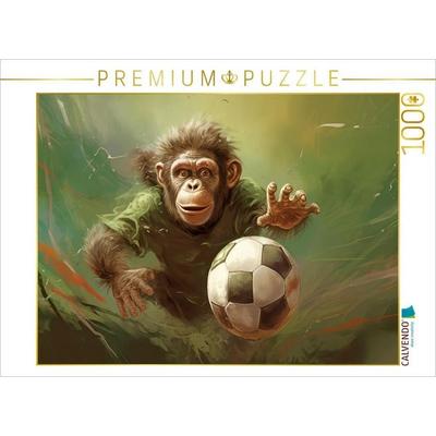 CALVENDO Puzzle Fußballfieber bei Affenbabys | 1000 Teile Lege-Größe 64x48cm Foto-Puzzle für glückliche Stunden