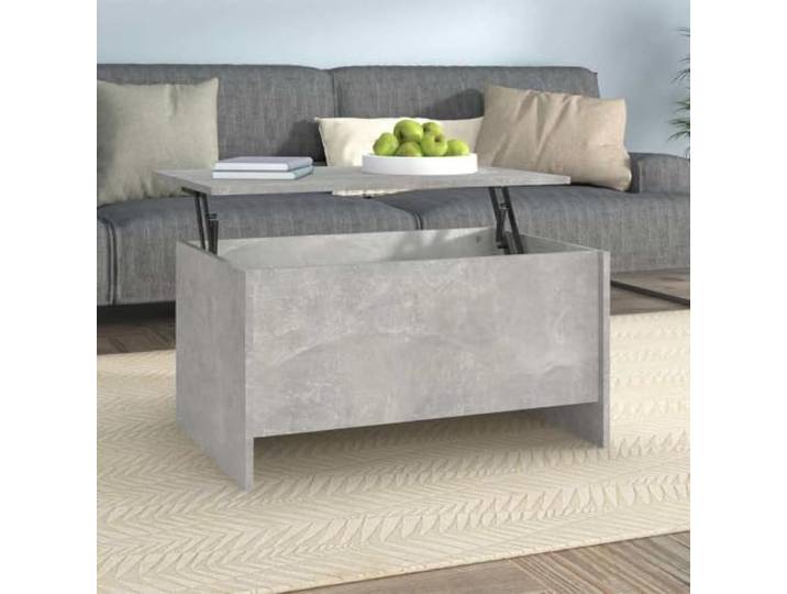 Couchtisch Betongrau 80x55,5x41,5 cm Holzwerkstoff mit höhenverstellbarer Höhenverstellbar, verstecktes Staufach, pflegeleichte Oberfläche, Betongrau, vielseitig einsetzbar