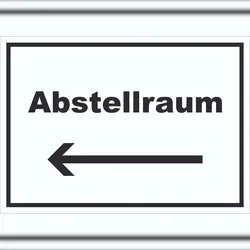 HB-Druck Abstellraum Schild mit Text und Richtungspfeil links Lager waagerecht A1 (594x841mm)