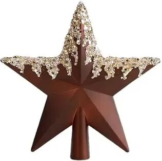Modern Home Fixes Glitter Christmas Tree Topper Star, Reusable Plastic Pentagram Tree Ornament, Creative Colorful Holiday Decoration coffee