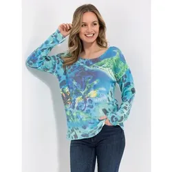 DINE 'N' DANCE Pullover, 1/1-Arm Rundhalsausschnitt Allover-Druck figurumspielend