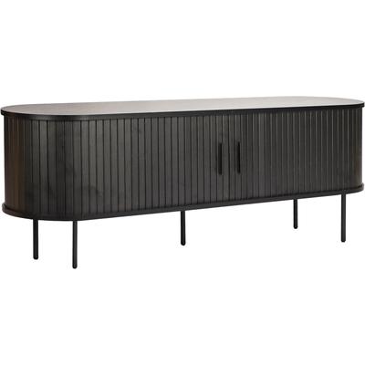 Lowboard MÖBILIA, schwarz, B:150cm H:55cm T:40cm, Melamin, Metall, Sideboards, Lowboard, 2 Schiebetüren