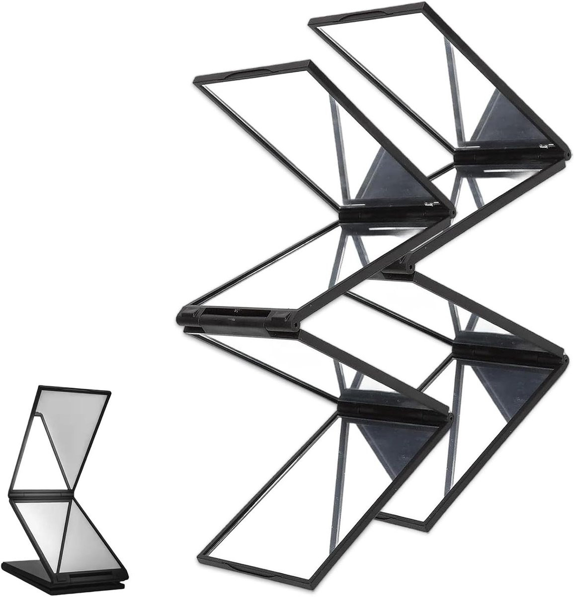 Zwarte vouwspiegel voor zelf kapsels maken met 360 graden zicht, 28 x 13 cm