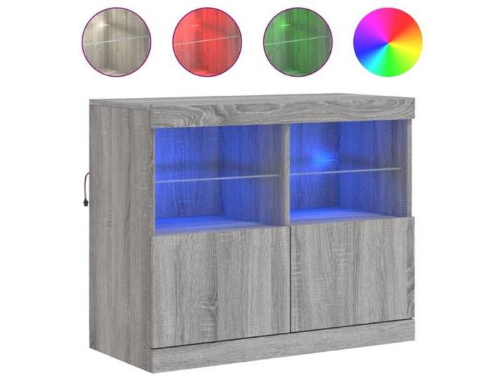 NOUVEAU Meuble buffet de salon - Buffet avec lumières LED - Sonoma gris - 81x37x67cm 45745
