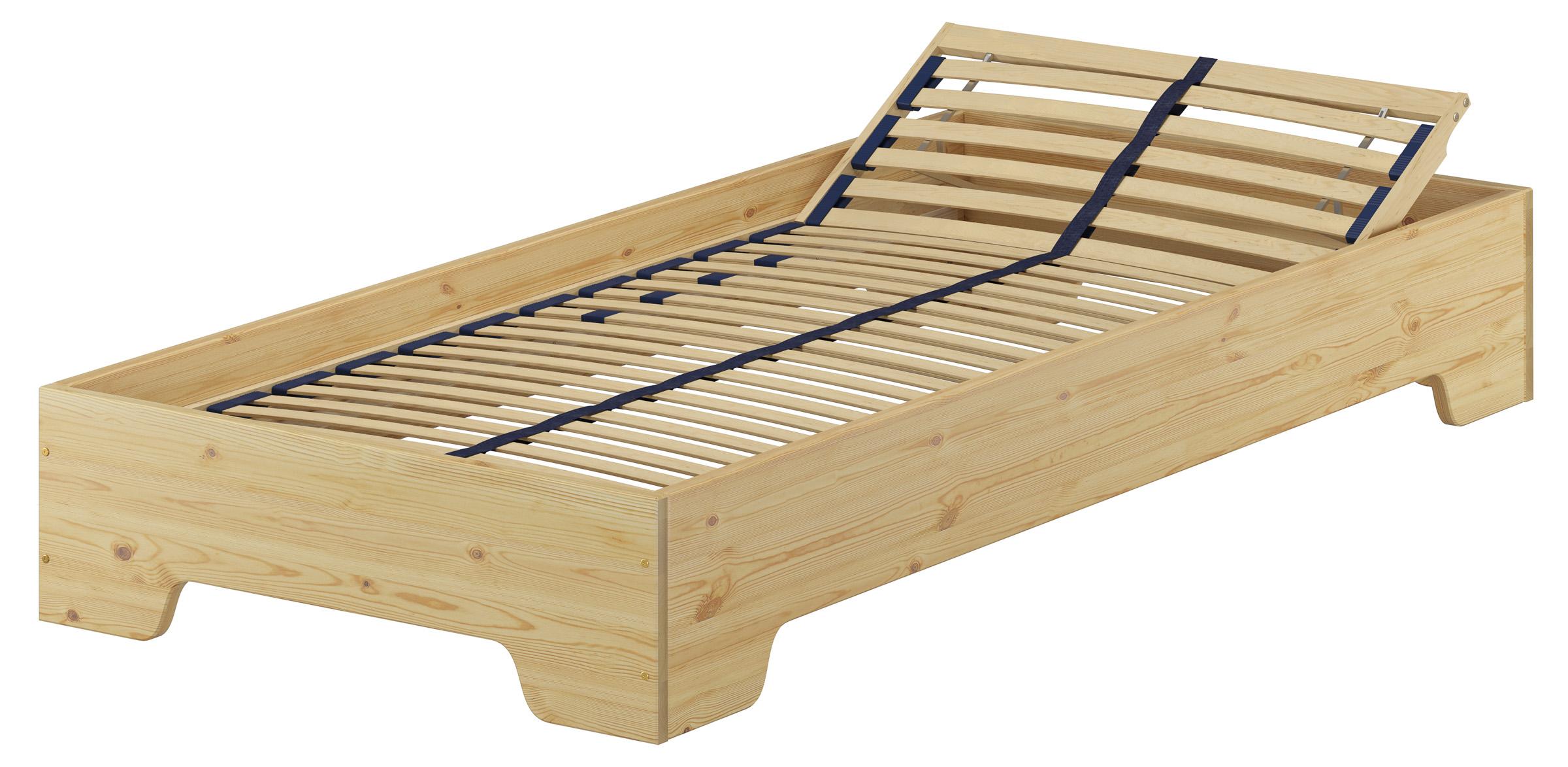 Jugendbett Gästebett 80x200 Massivholz-Bettgestell Kiefer Zubehör wählbar V-60.56-08Federholzrahmen inkl.