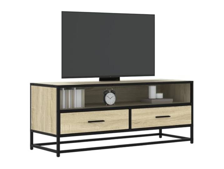 KFPOERTFGD TV-Schrank, Lowboard aus Holzwerkstoff & Metall, Sonoma-Eiche Industrielles Design, Viel Stauraum, Robust & Stabil