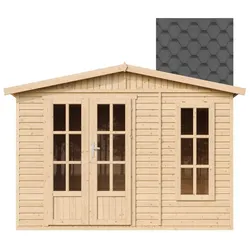 GARTENHAUS HOLZ 6 m2 - H232 x 332 x 222 cm - Gerätehaus Holz Garten-Studio M334FB+H334FBBLACK