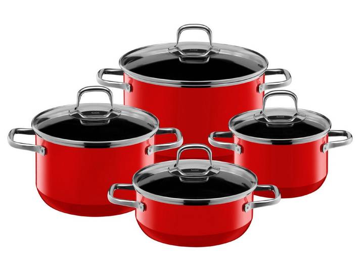 Silit Topf-Set Silit Silargan® Elegance Topf-Set, 4-teilig, Red, Silargan Funktionskeramik (Kochtopf Set, mit Glasdeckel), Made in Germany