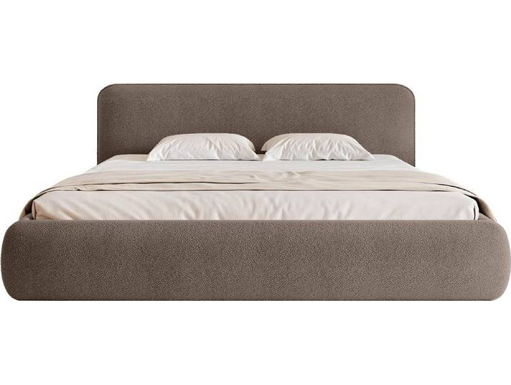 FEDVE Polsterbett Herat aus Bouclé-Stoff 120x200 cm, Braun