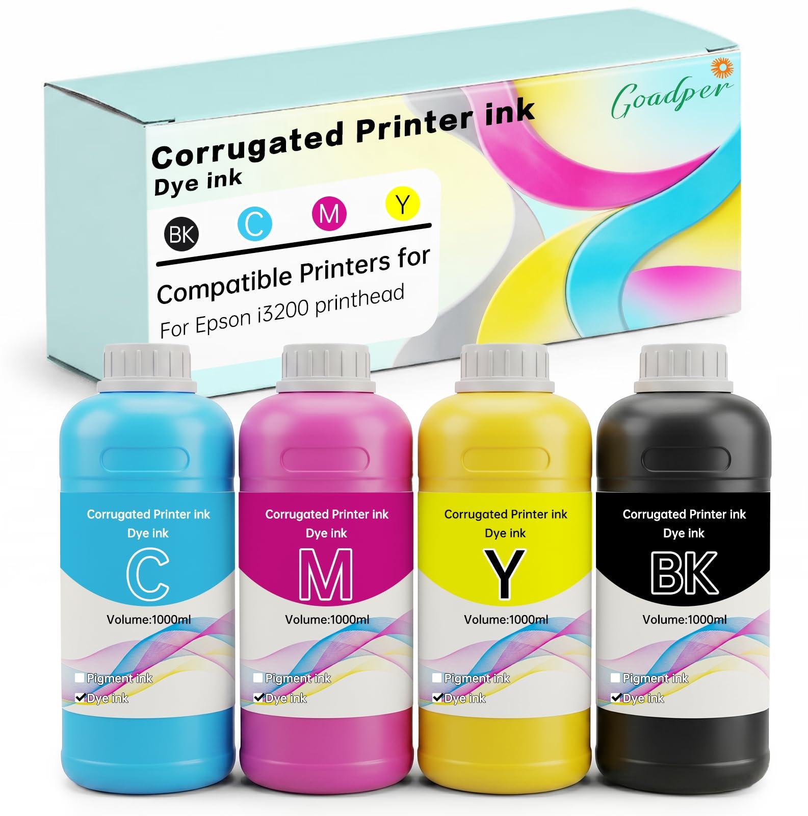 Dye-Tinte für Wellpappe, Druckkopf i3200, 1000 ml (Schwarz, Cyan, Magenta, Gelb)