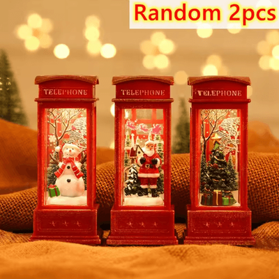 Inspire Picks LED Christmas Phone Booth Light Santa & Snowman Window Scene Decoration random 2pcs