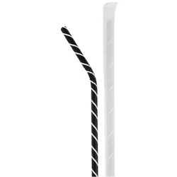 MONOUSO - Trinkhalme mit Knick Einzeln Gehüllt Schwarz Weißen Streifen Ø6mm 21cm (100 Stück)