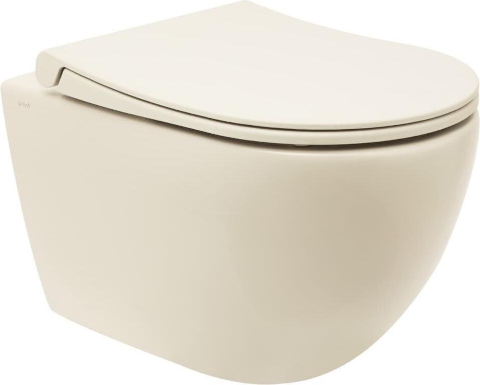VitrA Project Wand-WC spülrandlos mit SoftClose WC-Sitz, Beige matt
