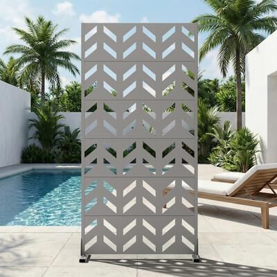 Dovelina Outdoor Privacy Screen Metal Privacy Screen Panel Free Standing