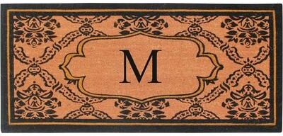 "A1 Home Collections Uriel Bleached Coir Anti-shred Monogrammed Doormat, 30"" X 60"""