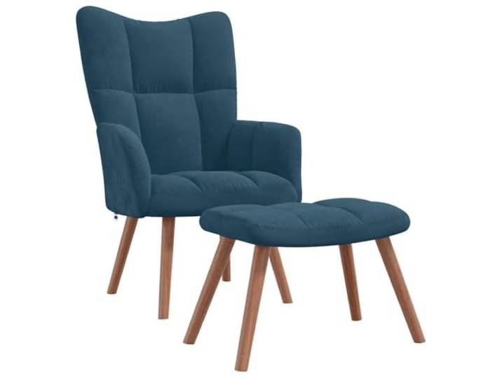 vidaXL Relaxsessel mit Hocker Blau Samt