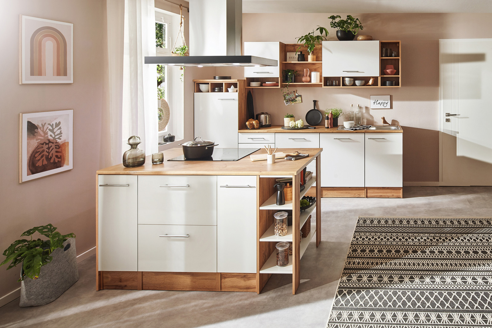 home24 Kookeiland Hilde variant A wit/wit 280cm