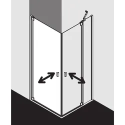 Kermi Raya Eckeinstieg Pendeltüren RA1EL09020VPK 90x200cm, ESG klar KermiClean,linkes Halbteil