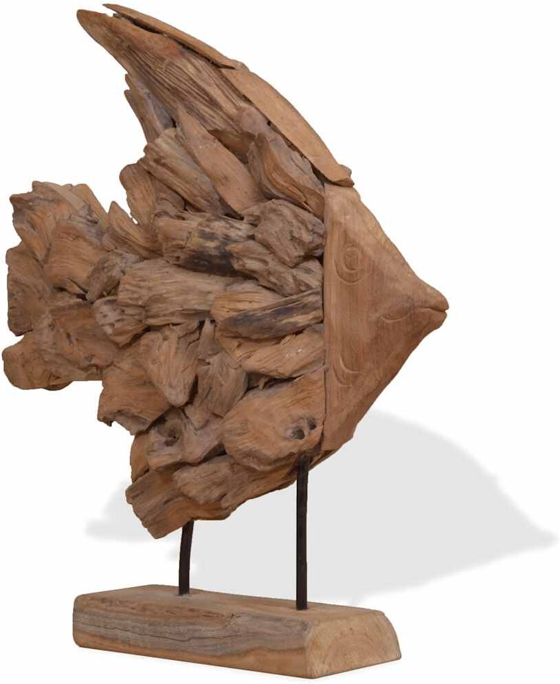 vidaXL Sculpture de poisson teck 40x12x57 cm
